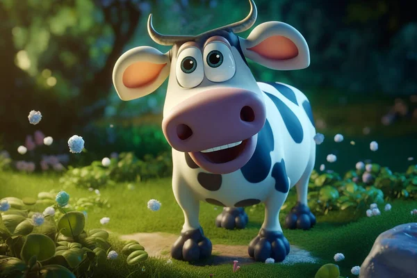 Happy cute cow cartoon character.