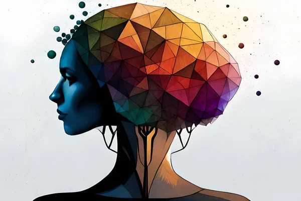 Female head with brain tree logo concept.