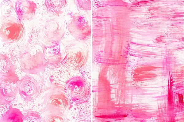 Akwarela Abstrakcyjne Barbie Tekstury Różowe Koralowe Plamy Ręcznie Malowane Pastelowe — Zdjęcie stockowe