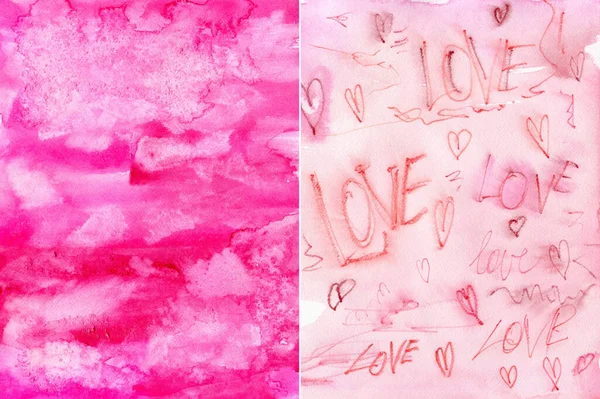 Akwarela Abstrakcyjne Barbie Tekstury Koralowe Różowe Plamy Ręcznie Malowane Pastelowe — Zdjęcie stockowe