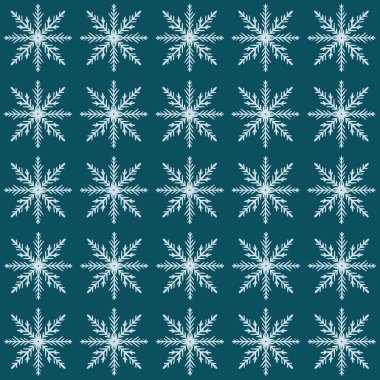 Mavi kar taneciklerinin mükemmel Noel şablonu. Mavi arka planda el yapımı klasik tatil kompozisyonu. Tasarım, baskı, kumaş veya arkaplan çizimi