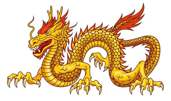 Китайський Дракон Векторна Ілюстрація Традиційної Китайської Міфічної Тварини — стоковий вектор
