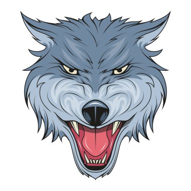 Kurt. Kızgın bir hayvanın vektör çizimi. Tişört tasarımı için köpek
