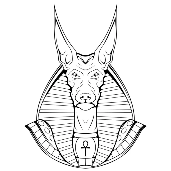 Anubis Jackal Esboço Ilustração Vetorial Antigo Deus Egípcio Morte Mitologia — Vetor de Stock
