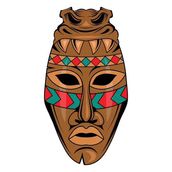 Masque Africain Illustration Vectorielle Une Gravure Masque Bois Ethnique — Image vectorielle
