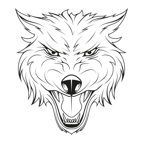 Vlk Vektorová Ilustrace Naštvaného Zvířete Skica Pes Pro Shirt Design — Stockový vektor