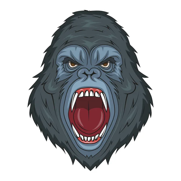 Gorila Ilustración Vectorial Primates Cabeza Gorila Malvada — Vector de stock