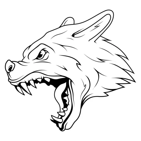 Lobo Ilustração Vetorial Animal Zangado Cão Esboço Para Design Shirt — Vetor de Stock