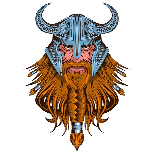 Viking Warrior Vector Illustration Muscular Berserker Sinister Fantastic People — Stock Vector