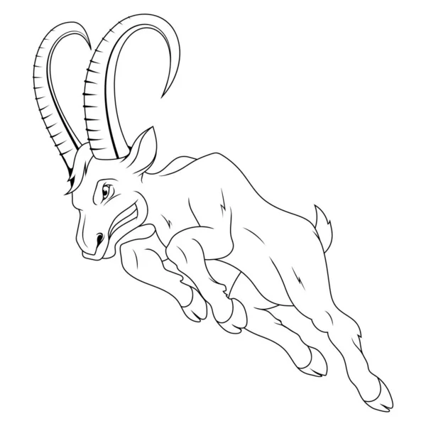マウンテン スケッチ ラムのベクトル イラスト 強力なヤギの動物マスコット — ストックベクタ