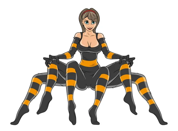 Póklány Egy Szuperhős Pók Vektorillusztrációja Los Muertos Vagy Halloween Stílus — Stock Vector