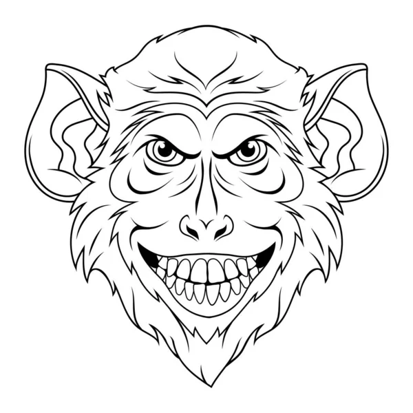 猿の顔 スケッチチンパンジーのベクトル図 動物園の肖像野生動物 — ストックベクタ