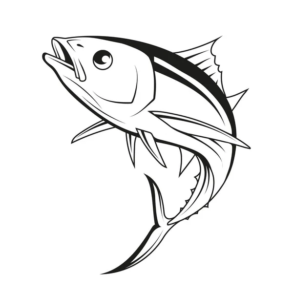 Tuna Vector Illustration Sketch Fish Seafood Menu — Stock Vector