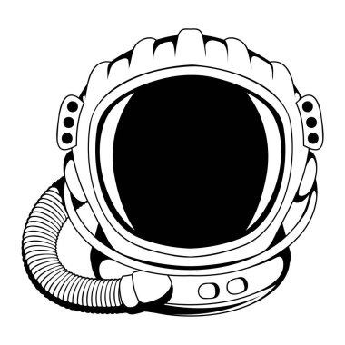 Astronot kaskı. İnsan icatlarının temsili çizimi. NASA logosu