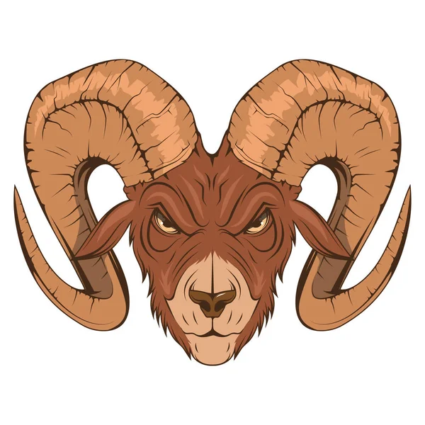 Cabeça Carneiro Ilustração Vetorial Uma Cabra Cordeiro Doméstico Ovelha Irritada — Vetor de Stock