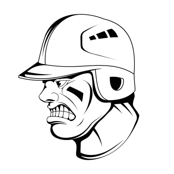 Baseballový Hráč Vektorová Ilustrace Portrétu Sportovního Člověka Zlý Člověk Muž — Stockový vektor