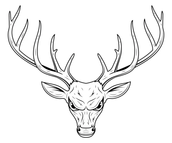 Cabeça Veado Ilustração Vetorial Esboço Animal Selvagem Logotipo Caça — Vetor de Stock