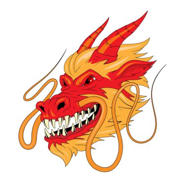 Çin ejderhası. Geleneksel Çin mitolojik hayvanının Vektör İllüstrasyonu