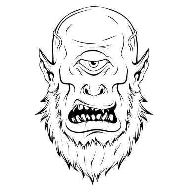 Cyclop. Vector illustration of a sketch fantasy monster. Ancient greek myth creature with one eye clipart