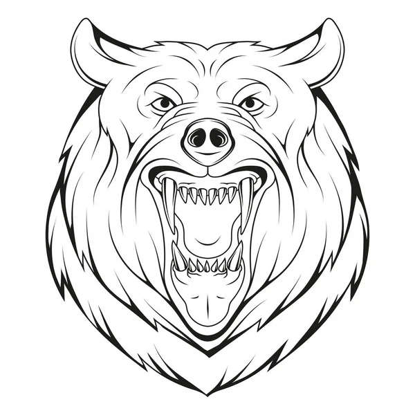Urso Zangado Ilustração Vetorial Esboço Grizzly Urso Rugindo — Vetor de Stock