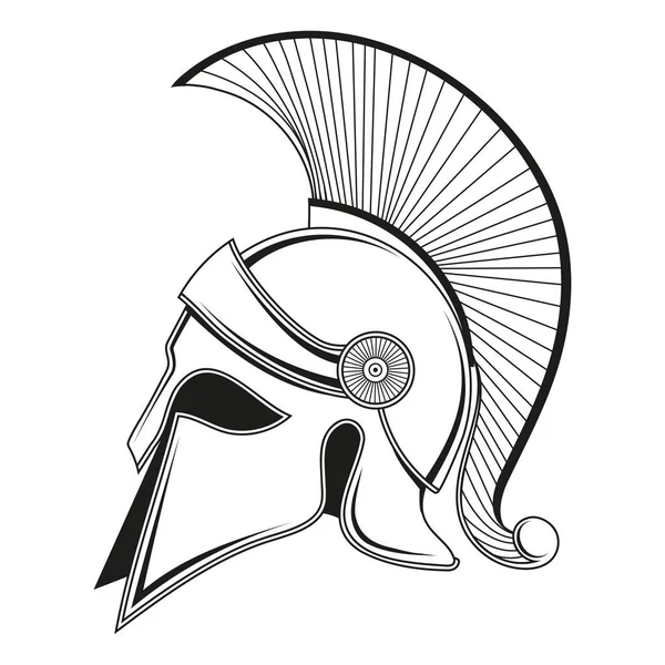 Casco Griego Ilustración Vectorial Guerrero Espartano Troyano Espartano Griego Antiguo — Vector de stock