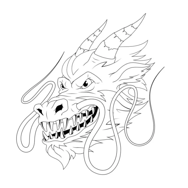 Dragón Chino Vector Ilustración Boceto Animal Mítico Chino Tradicional — Vector de stock