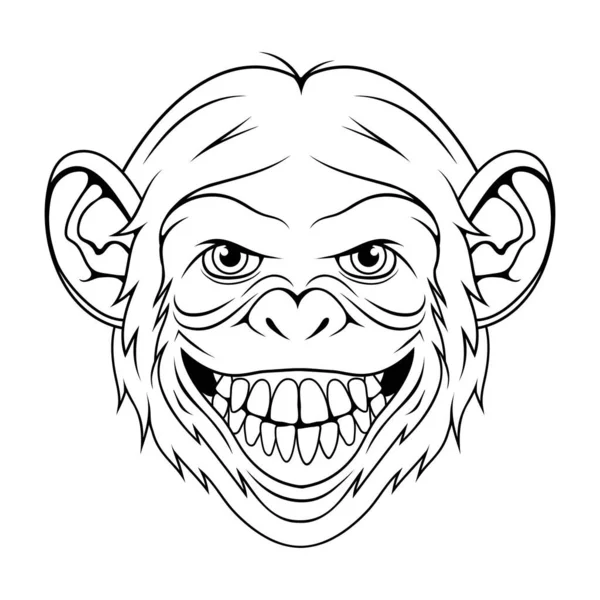 Chimpancé Ilustración Vectorial Una Cara Mono Dibujo Retrato Animal Salvaje — Archivo Imágenes Vectoriales