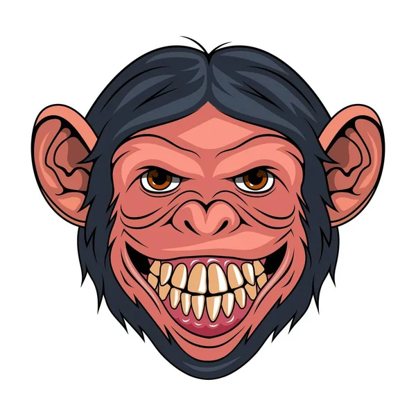 チンパンジーだ 猿の顔のベクトルイラスト 動物園の肖像野生動物 — ストックベクタ