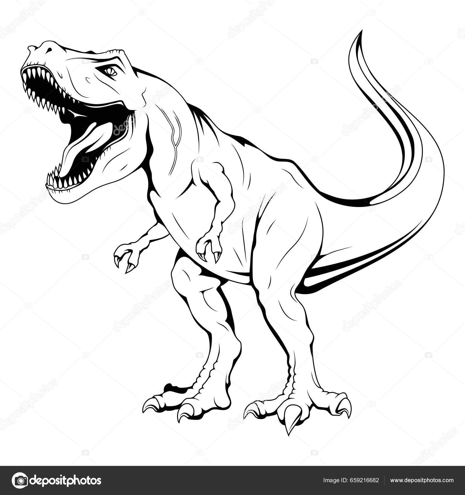 tiranossauro rex dos desenhos animados rugindo no fundo branco