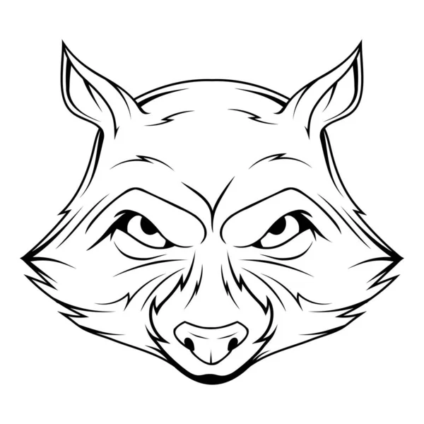 邪恶的浣熊一个素描茧侵略性的矢量图 有趣的动物 — 图库矢量图片