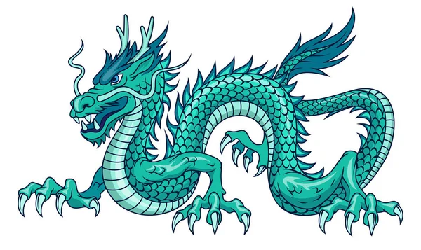 Naga Cina Vector Illustration Dari Hewan Mitos Cina Tradisional - Stok Vektor