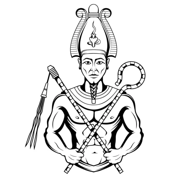 Ozyrysie Wektor Ilustracji Szkicu Starożytnego Egipskiego Boga Zmarłych Odrodzonych Zieloną — Wektor stockowy