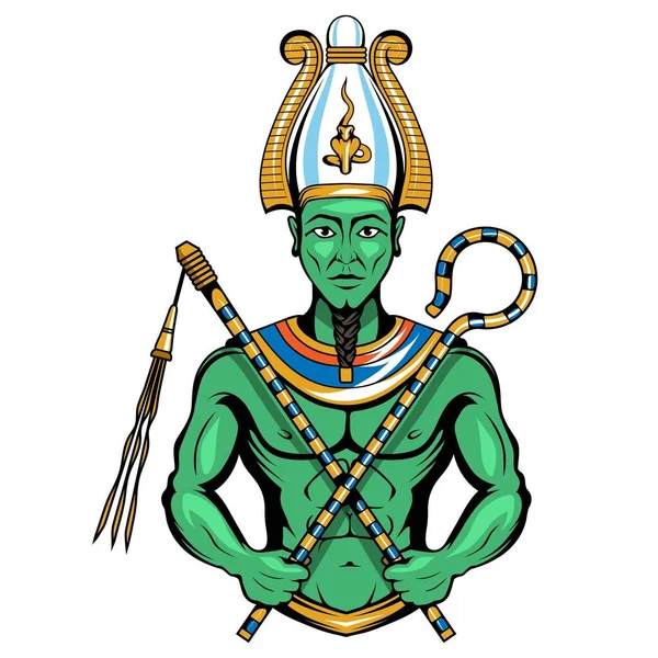 Osiris Illustration Vectorielle Ancien Dieu Égyptien Seigneur Des Morts Renaissant — Image vectorielle