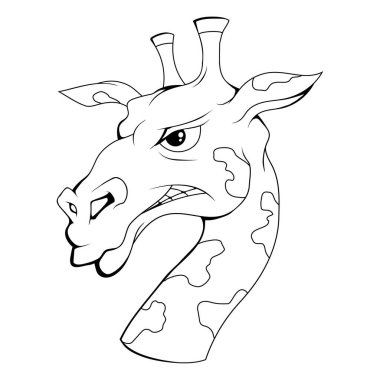 Zürafa. Afrika 'nın eskiz hayvanlarının vektör çizimi. Vahşi yaşam.