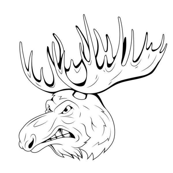 エルク スケッチ牛ムース野生動物のベクトルイラスト 野生動物 — ストックベクタ