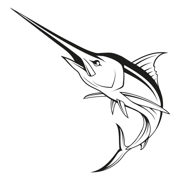 Marlin Ilustração Vetorial Esboço Marlim Água Salgada Actividade Pesca Salwater — Vetor de Stock