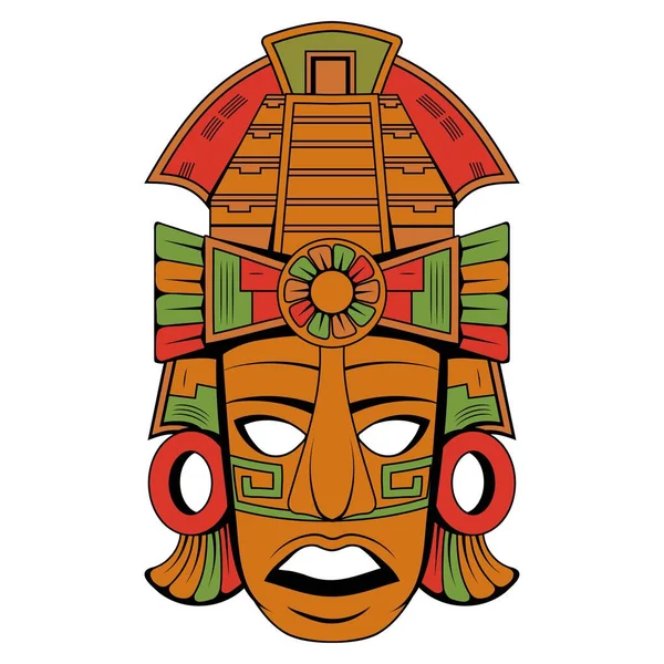 Máscara Maia Ilustração Vetorial Antigo Acessório Cerimônia Tradicional — Vetor de Stock