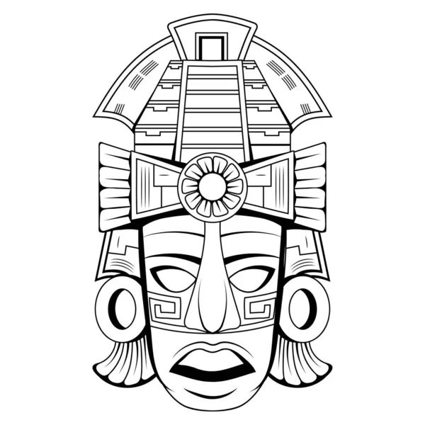 Masque Maya Illustration Vectorielle Croquis Ancien Accessoire Cérémonie Traditionnelle — Image vectorielle