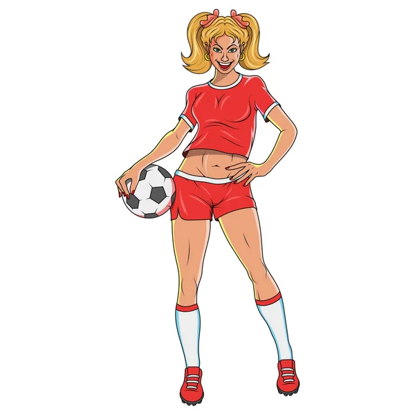Uma Rapariga Jogadora Futebol Ilustração Vetorial Uma Jovem Jogadora Futebol — Vetor de Stock