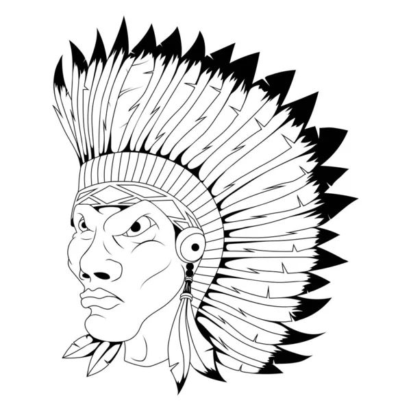 Injun Ilustración Vectorial Boceto West Navajo Injun Man Chieftain Adornamiento — Vector de stock