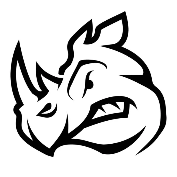 Rhinoceros Logo Vector Illustration Sketch Rhino Wildlife Silhouette Animal African — Stock Vector