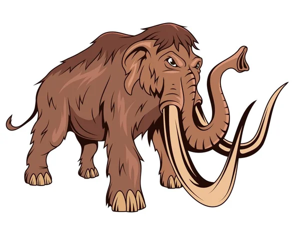 Mamute Ilustração Vetorial Elefante Com Presas Animais Antes Nossa Era — Vetor de Stock