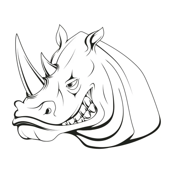 Rinoceronte Ilustração Vetorial Esboço Savana Africana Rinoceronte Desportos Animais Irritados —  Vetores de Stock