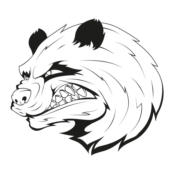Malvado Panda Ilustración Vectorial Oso Panda Enojado Boceto — Vector de stock