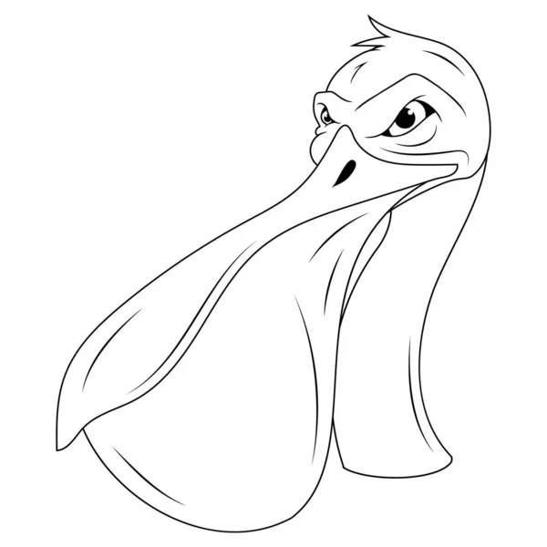 Пелікан Вектор Ілюструє Ескіз Розлюченого Водяного Птаха Великий Горловий Мішок — стоковий вектор