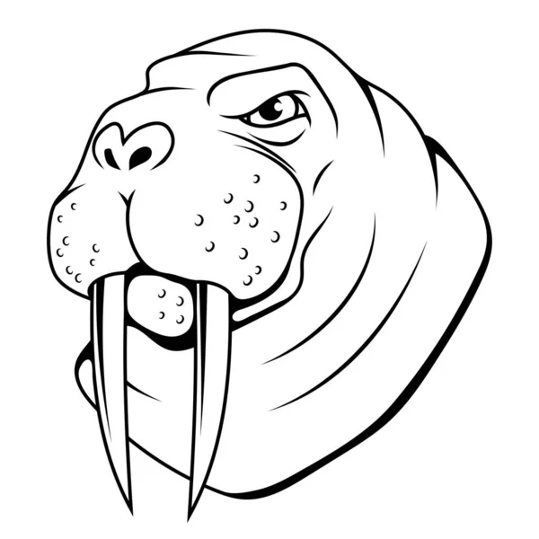 Лялечка Векторна Ілюстрація Ескізу Полярної Тваринної Карикатури Гидка Тварина Odobenus — стоковий вектор