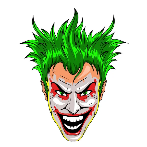 Джокер Векторна Ілюстрація Смішної Страшної Посмішки Божевільна Маска Клоуна Злий — стоковий вектор
