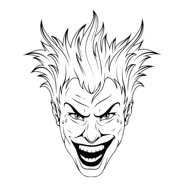 Джокер Векторная Иллюстрация Смешной Страшной Улыбки Дурацкая Маска Клоуна Злобный — стоковый вектор
