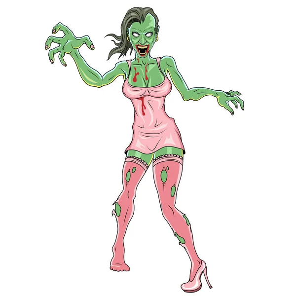 Zombie Holka Vektorová Ilustrace Ženské Zombie Žít Mrtvý — Stockový vektor