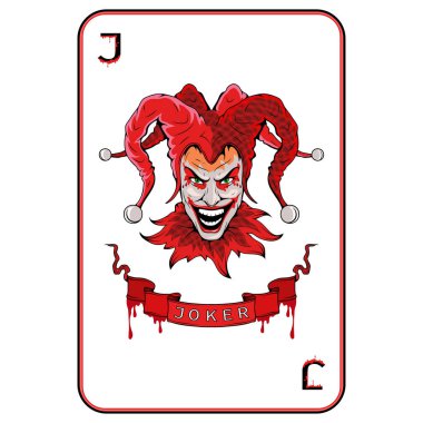 Joker iskambil oynuyor. Neşeli Joker yüzünün vektörü